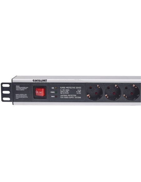 Intellinet 713962 Rozdzielacz Zasilania Pdu 6 X Gniazdo Sieciowe 1.5U Czarny