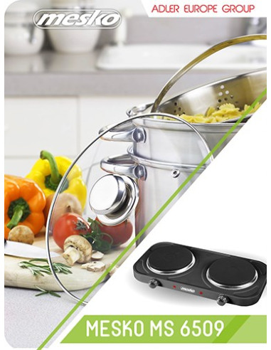 Mesko Home Ms 6509 Płyta Kuchenna Czarny Blat Płyta Uszczelniona 2 Stref(Y)