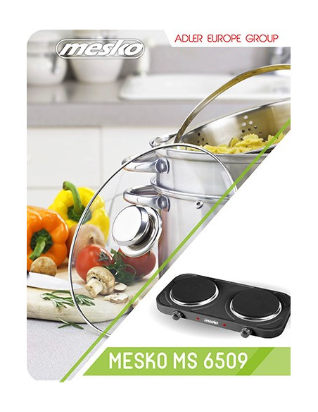 Mesko Home Ms 6509 Płyta Kuchenna Czarny Blat Płyta Uszczelniona 2 Stref(Y)