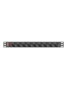 Lanberg Listwa Zasilająca Rack 19" Pdu 1U, 16A, 9X Shuko, 3M Pdu-09F-0300-Bk 2