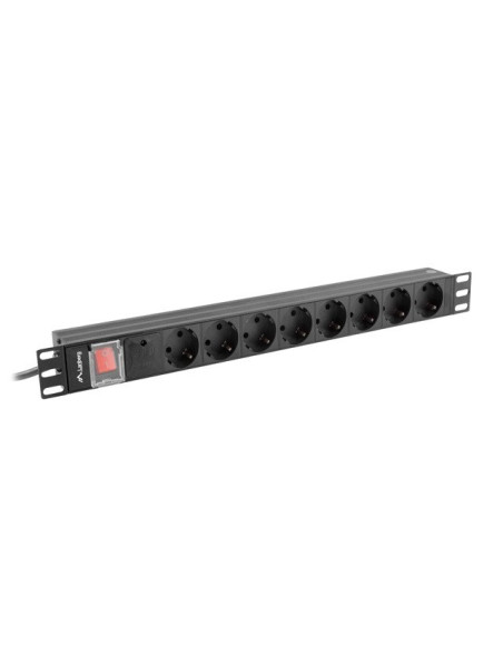 Lanberg Listwa Zasilająca Rack Pdu 19" (1U, 16A, 8X Shuko, 2M, Czarna) Pdu-08F-0200-Bk