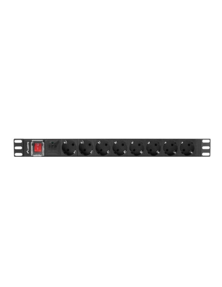 Lanberg Listwa Zasilająca Rack Pdu 19" (1U, 16A, 8X Shuko, 2M, Czarna) Pdu-08F-0200-Bk