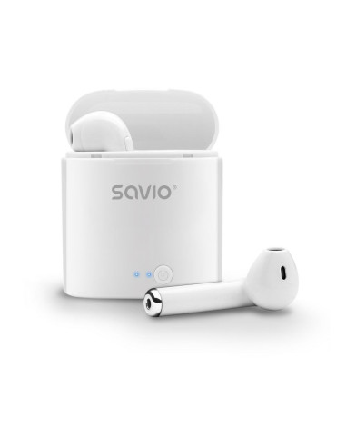 Słuchawki Bezprzewodowe Savio Tws-01 (Douszne  Bezprzewodowe, Bluetooth  Z Wbudowanym Mikrofonem  Kolor Biały
