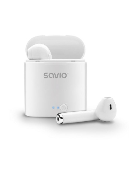 Słuchawki Bezprzewodowe Savio Tws-01 (Douszne  Bezprzewodowe, Bluetooth  Z Wbudowanym Mikrofonem  Kolor Biały