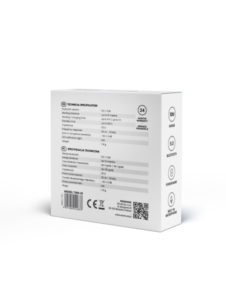Słuchawki Bezprzewodowe Savio Tws-01 (Douszne  Bezprzewodowe, Bluetooth  Z Wbudowanym Mikrofonem  Kolor Biały