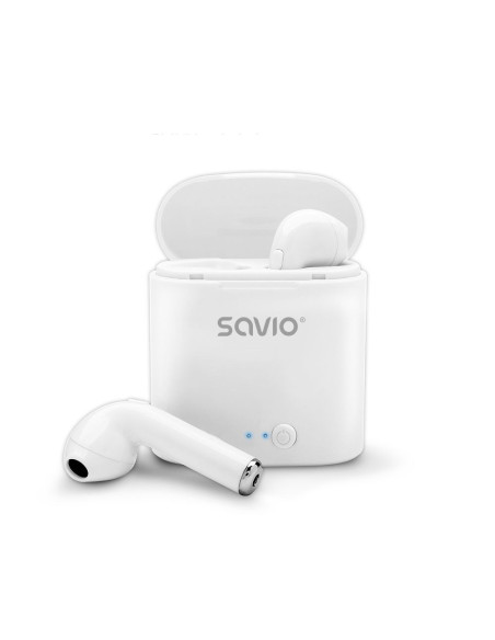 Słuchawki Bezprzewodowe Savio Tws-01 (Douszne  Bezprzewodowe, Bluetooth  Z Wbudowanym Mikrofonem  Kolor Biały