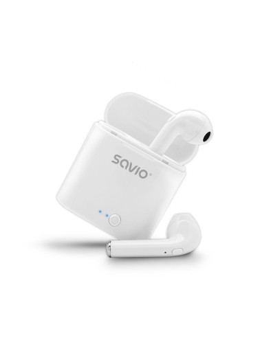 Słuchawki Bezprzewodowe Savio Tws-01 (Douszne  Bezprzewodowe, Bluetooth  Z Wbudowanym Mikrofonem  Kolor Biały