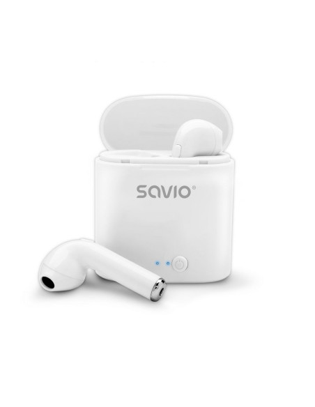 Słuchawki Bezprzewodowe Savio Tws-01 (Douszne  Bezprzewodowe, Bluetooth  Z Wbudowanym Mikrofonem  Kolor Biały