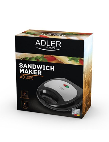 Opiekacz Do Kanapek Adler Ad 3015 (750W  Kolor Czarny)