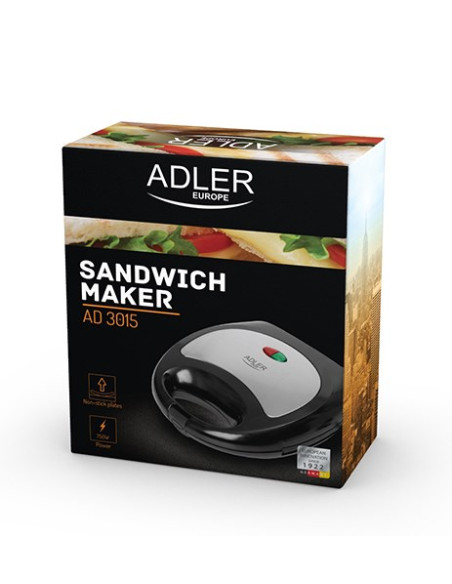 Opiekacz Do Kanapek Adler Ad 3015 (750W  Kolor Czarny)