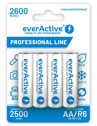 Zestaw Akumulatorków Everactive Professional Line Evhrl6-2600 (2600Mah   Ni-Mh)