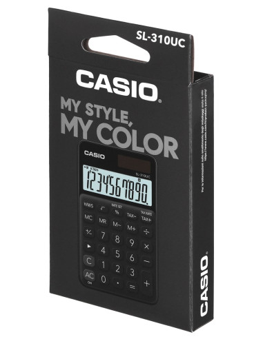 Casio Kalkulator Kieszonkowy Sl-310Uc-Bk Czarny, 10 Cyfrowy Wyświetlacz