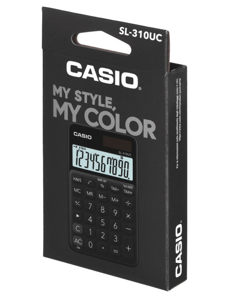 Casio Kalkulator Kieszonkowy Sl-310Uc-Bk Czarny, 10 Cyfrowy Wyświetlacz