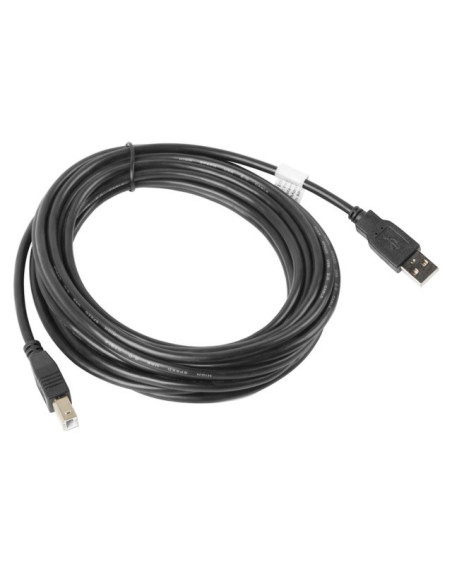 Kabel Lanberg Ca-Usba-10Cc-0050-Bk (Usb 2.0 M - Usb 2.0 Typu B M  5M  Kolor Czarny)