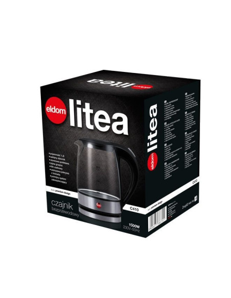 Eldom Czajnik Szklany Litea, 1500 W, Poj. 1,2 L, F