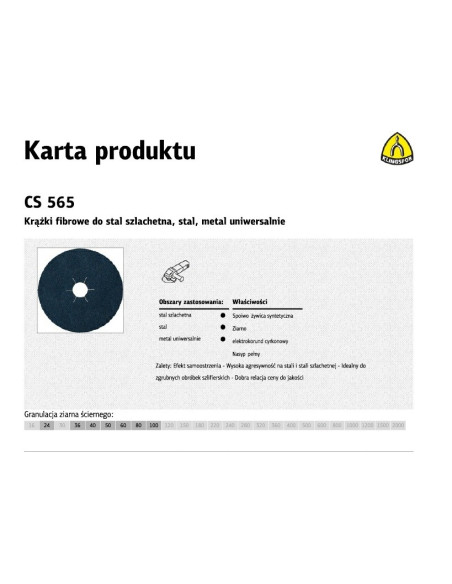 K.fibra Krążek  125 Gr. 40 Cs565 /25Szt Metal