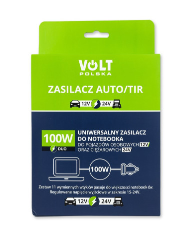 Zasilacz Samochodowy Do Laptopa Tir 100W 12-24V (Wtyk Zapalniczka)