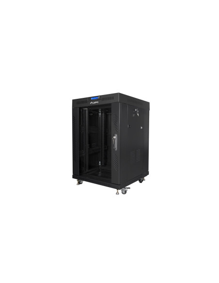 Lanberg Szafa Stojąca Rack 19" 15U 600X600 Drzwi Szklane Lcd Czarna Ff01-6615-12Bl (Flat Pack)