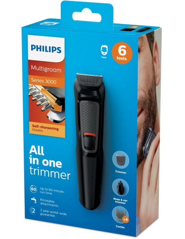 Philips Multigroom Series 3000 Trymer Do Twarzy 6 W 1 Z Samoostrzącymi Się Ostrzami Ze Stali