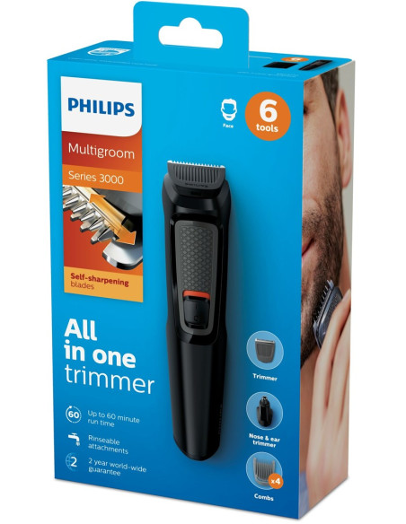 Philips Multigroom Series 3000 Trymer Do Twarzy 6 W 1 Z Samoostrzącymi Się Ostrzami Ze Stali