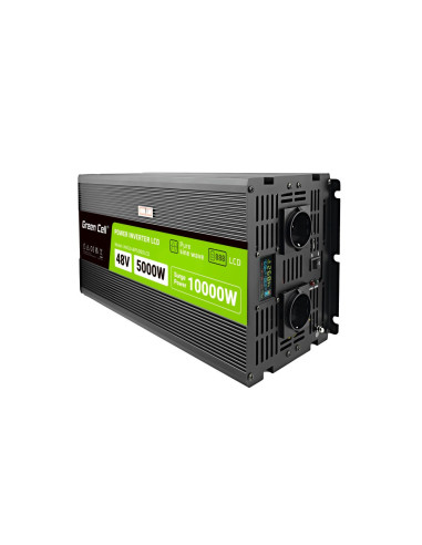 Green Cell Przetwornica Lcd 48V/230V 5000W/10000W Czysty Sinus Invgc48P5000Lcd