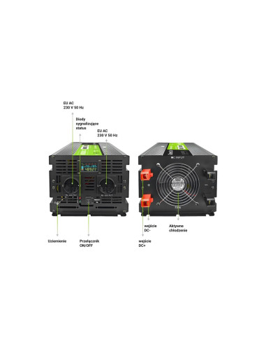 Green Cell Przetwornica Lcd 48V/230V 5000W/10000W Czysty Sinus Invgc48P5000Lcd