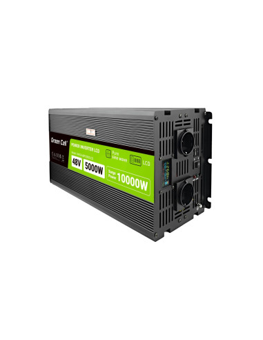 Green Cell Przetwornica Lcd 48V/230V 5000W/10000W Czysty Sinus Invgc48P5000Lcd