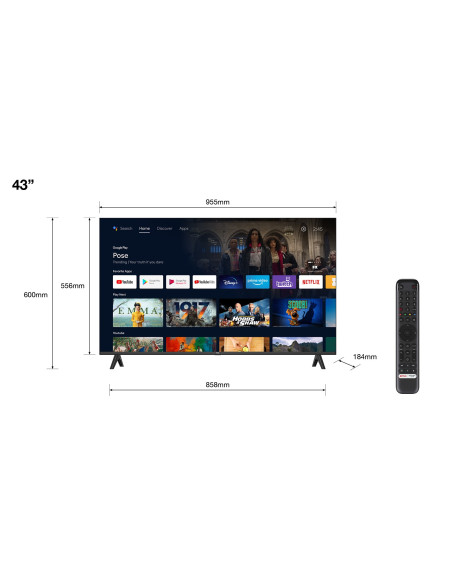 Telewizor Tcl 43S5400A Led 43'' Full Hd Android Dolby Digital Dvb-T2 Srebrny