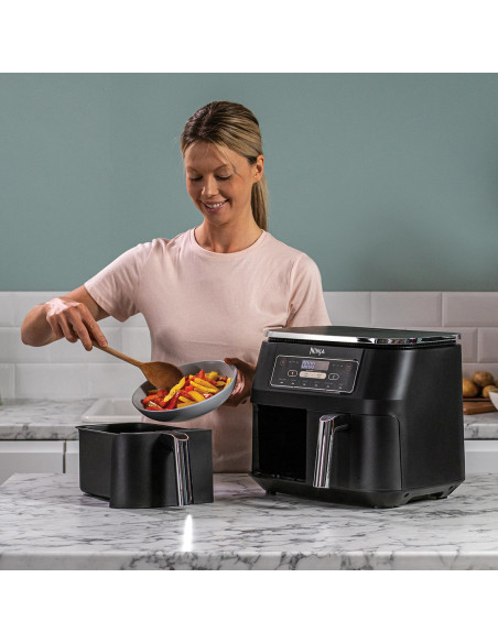 Ninja Af300 Podwójny 7,6 L Autonomiczny 1690 W Frytkownica Na Gorące Powietrze Czarny