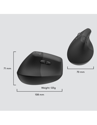 Logitech Lift For Business Myszka Biuro Po Lewej Stronie Rf Wireless + Bluetooth Optyczny 4000 Dpi