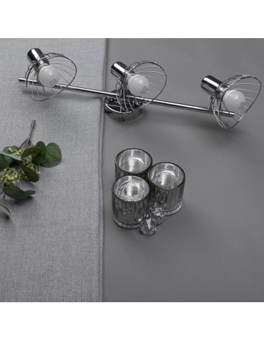 Listwa Reflektorowa Potrójna Sufitowa Ścienna Chrom Activejet Gizel Kinkiet E14 Do Salonu