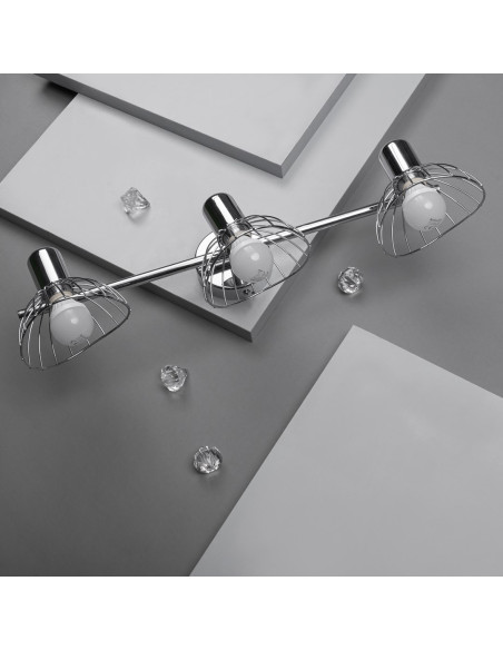 Listwa Reflektorowa Potrójna Sufitowa Ścienna Chrom Activejet Gizel Kinkiet E14 Do Salonu