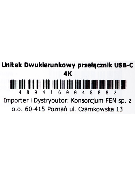 Unitek Przełącznik Usb-C 4K 144Hz, Dwukierunkowy