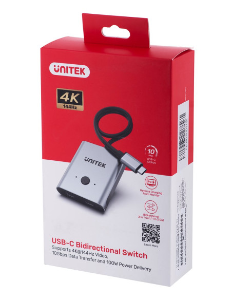 Unitek Przełącznik Usb-C 4K 144Hz, Dwukierunkowy