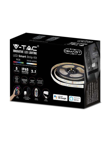 Taśma Led V-Tac Zestaw Smart Wifi Rgb+Cct Ip65 Alexa Google Home Vt-5050 90-Eu