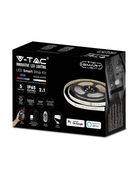 Taśma Led V-Tac Zestaw Smart Wifi Rgb+Cct Ip65 Alexa Google Home Vt-5050 90-Eu