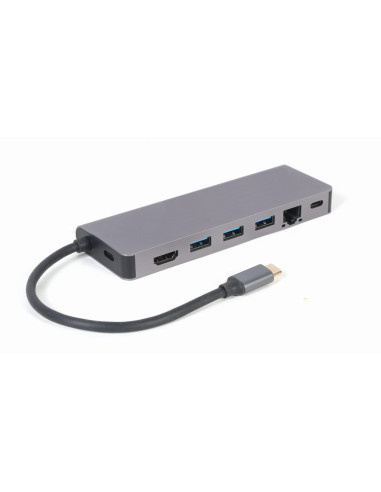Gembird Multi Adapter Usb Typ-C 5W1 Hub, Hdmi, Czytnik Kart, Lan, Pd - 100W)