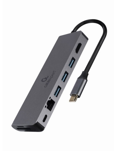 Gembird Multi Adapter Usb Typ-C 5W1 Hub, Hdmi, Czytnik Kart, Lan, Pd - 100W)