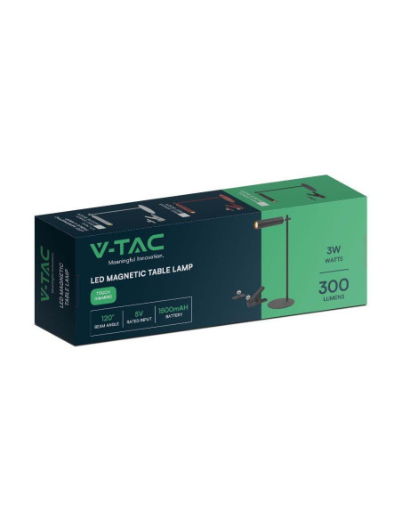 Lampka Biurkowa V-Tac Vt-7413 4W1 Kinkiet, Klips, Latarka 3W Led 37Cm 4000K 300Lm (Sku 23042) Czarny