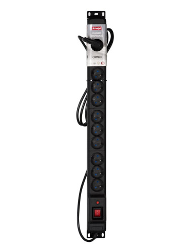 Listwa Przeciwprzepięciowa Activejet Combo/12Gn/3M/Cz (12 X Ute  10 A (2500 W)  3M  Kolor Czarny)