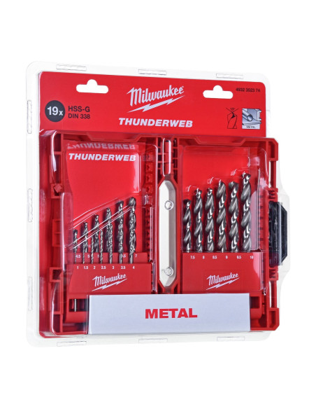 Wiertła Do Metalu Milwaukee 4932352374 Hss-G Thunderweb 19Szt 1-10Mm