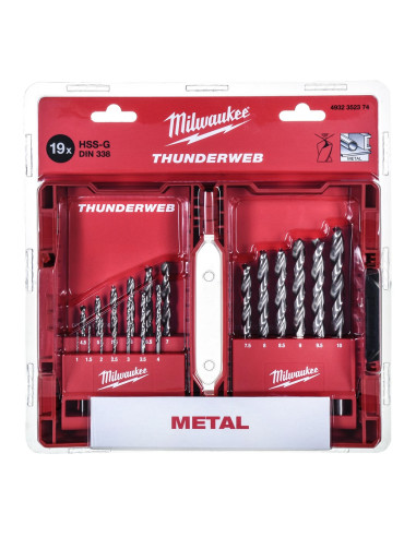 Wiertła Do Metalu Milwaukee 4932352374 Hss-G Thunderweb 19Szt 1-10Mm