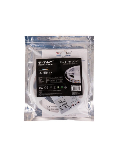 Taśma Led V-Tac Vt-2835 120 Cct 60Led 24V 14W/M 3000-6500K 1550Lm (Sku 2897)
