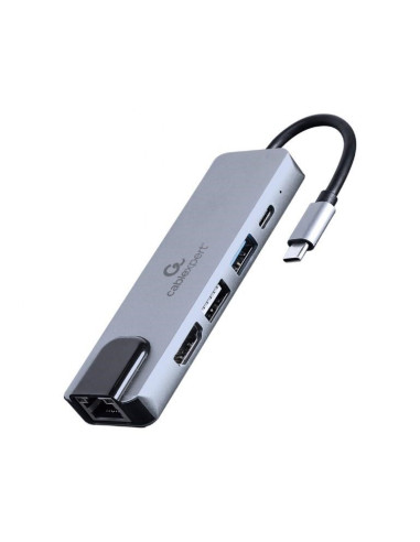 Gembird A-Cm-Combo5-04 Stacja Dokująca Przewodowa Usb 3.2 Gen 1 (3.1 Gen 1) Type-C Srebrny