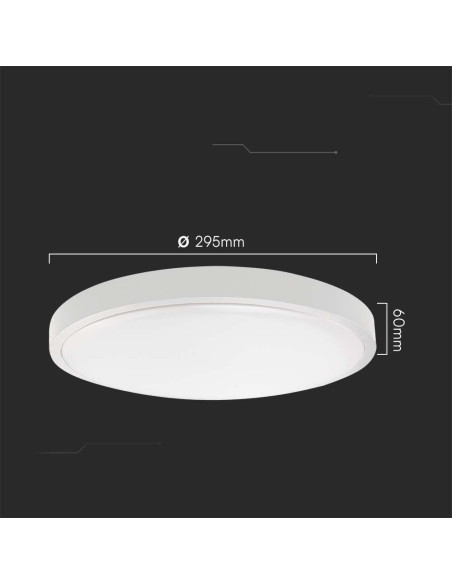 Plafon V-Tac Vt-8618S Natynkowy 18W Led Ip44 25Cm Czujnik Ruchu 4000K 1830Lm (Sku 76601) Biały