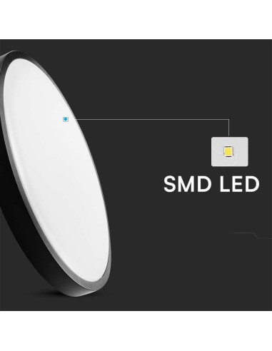 Plafon V-Tac Vt-8630B Natynkowy 36W Led Ip44 42Cm 4000K 3820Lm (Sku 76401) Czarny