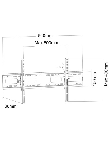 Maclean Uchwyt Do Tv, Max Vesa 800X400, 43-100", 120Kg, Reg. Odchylenia +15°~-15° Mc-422