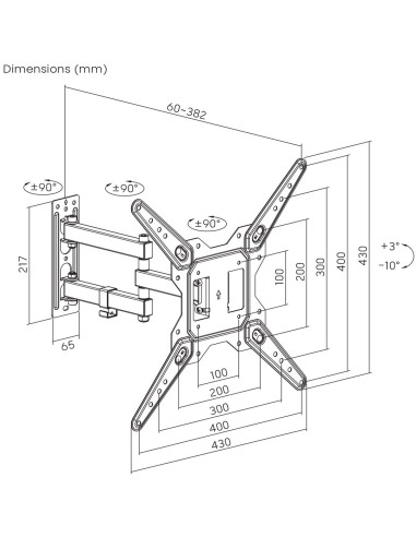 Maclean Uchwyt Do Tv Lub Monitora, Uniwersalny, Max Vesa 400X400, 23-55", 30Kg, Czarny Mc-701N