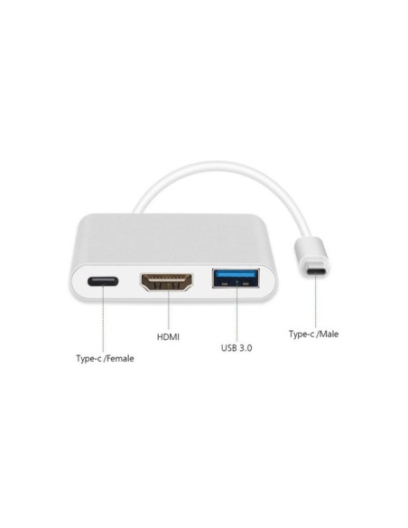 Maclean Adapter Usb 3.1 C-Hdmi 4K + Usb 3.0 + Usb C Mctv-840