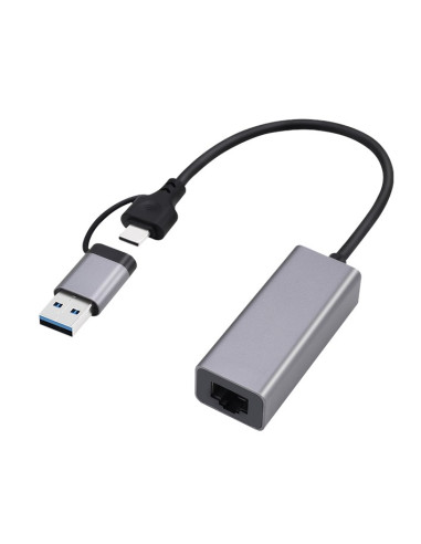 Gembird Adapter Usb Typ 3.1 + Usb-C -  Lan Rj45 Gigabit 15Cm